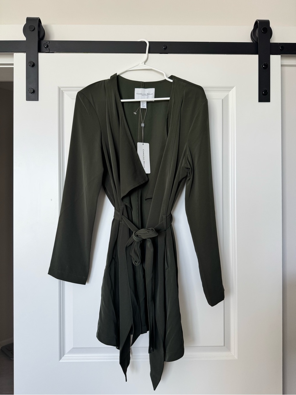 Carolina Belle Olive Green Wrap Trench Coat